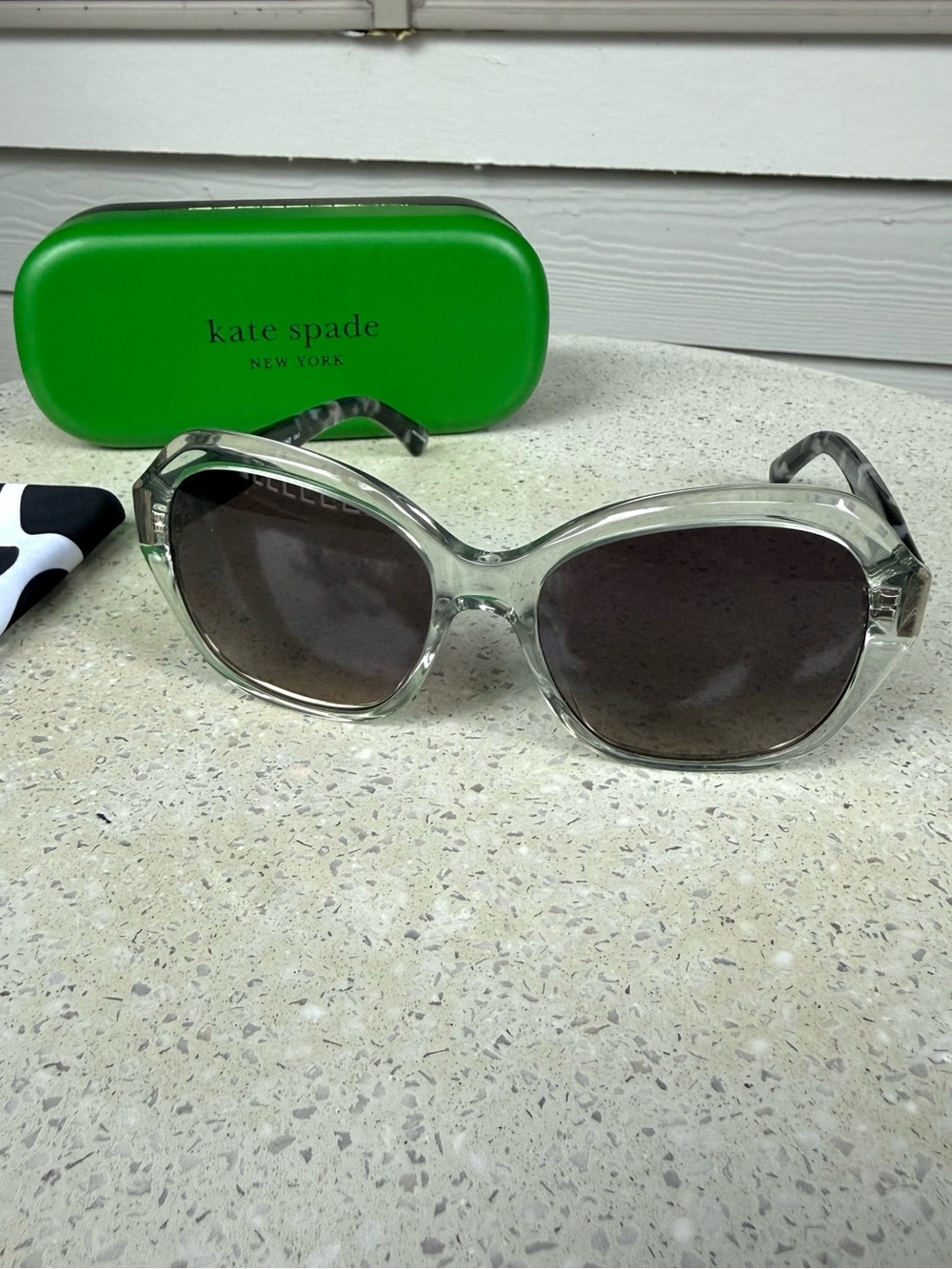 Kate Spade Clear/Transparent Frame Sunglasses with Dark Gray Lenses